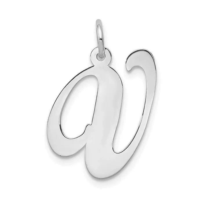 14k White Gold Large Fancy Script Letter V Initial Charm TreasureFineJewelers Charm Necklaces 14k White Gold Large Fancy Script Letter V Initial Charm TreasureFineJewelers Charm Necklaces