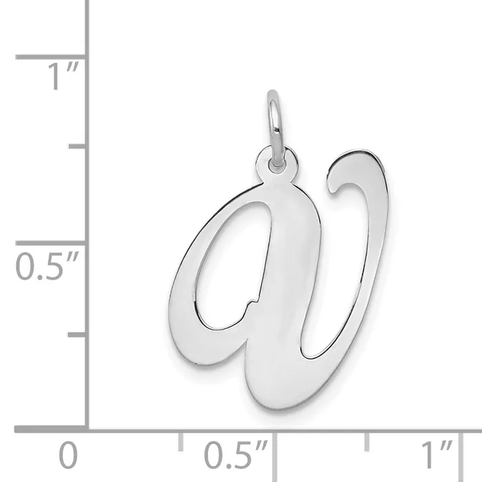 14k White Gold Large Fancy Script Letter V Initial Charm TreasureFineJewelers Charm Necklaces