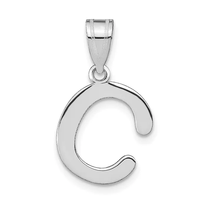 14k White Gold Polished Bubble Letter C Initial Pendant TreasureFineJewelers Necklaces