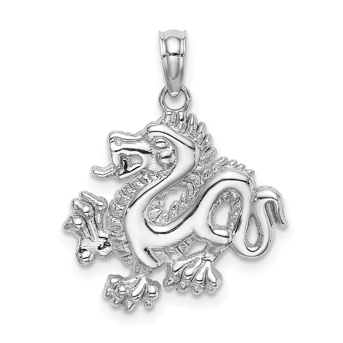 14K White Gold Small Dragon Charm TreasureFineJewelers Charm Necklaces