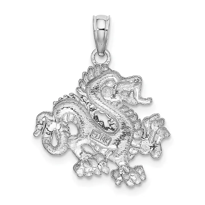 14K White Gold Small Dragon Charm TreasureFineJewelers Charm Necklaces