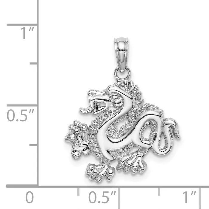 14K White Gold Small Dragon Charm TreasureFineJewelers Charm Necklaces