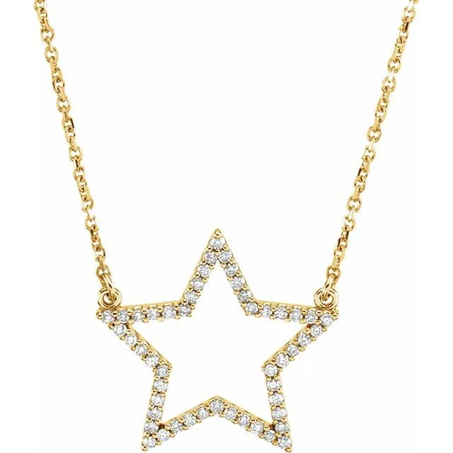 14K Yellow Gold 15CTW Natural Diamond Star 16 Necklace TreasureFineJewelers Necklaces 14K Yellow Gold 15CTW Natural Diamond Star 16 Necklace TreasureFineJewelers Necklaces