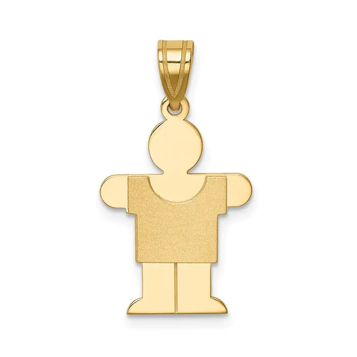 14k Yellow Gold Solid Satin Engravable Boy Charm TreasureFineJewelers Charm Necklaces 14k Yellow Gold Solid Satin Engravable Boy Charm TreasureFineJewelers Charm Necklaces