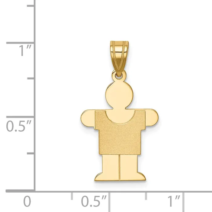 14k Yellow Gold Solid Satin Engravable Boy Charm TreasureFineJewelers Charm Necklaces