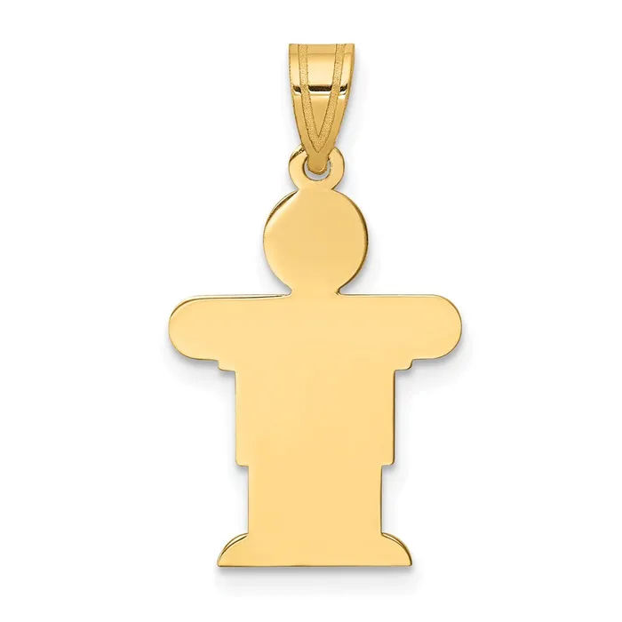 14k Yellow Gold Solid Satin Engravable Boy Charm TreasureFineJewelers Charm Necklaces