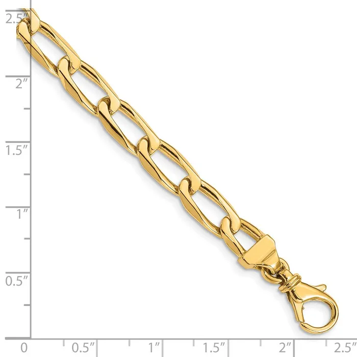 Bracelets TreasureFineJewelers 14K 7 inch 65mm Hand Polished Fancy Open Link with Fancy Lobster Clasp Bracelet