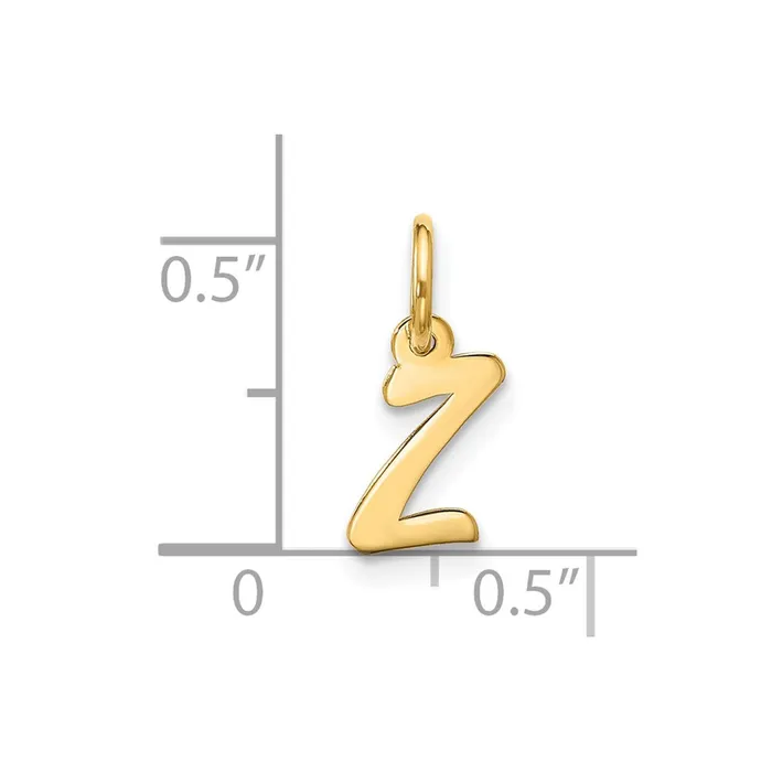 Charm Necklaces 10k Yellow Gold Small Script Initial Z Charm TreasureFineJewelers