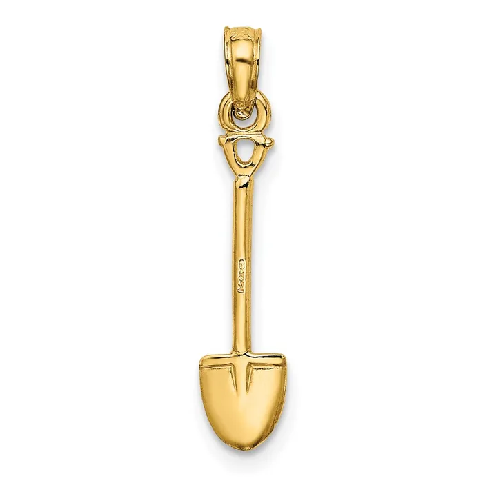 Charm Necklaces 14K 3D Polished Shovel Garden Tool Charm TreasureFineJewelers