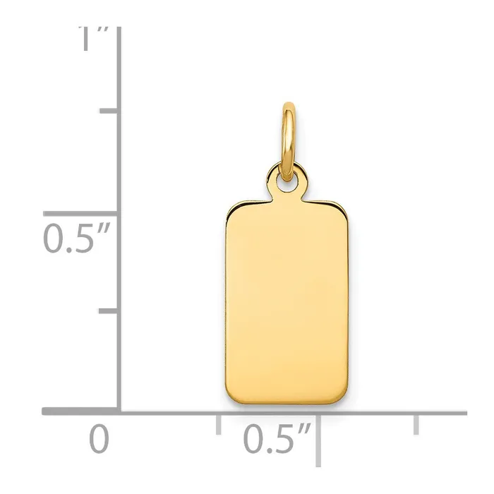 Charm Necklaces 14k Yellow Gold Plain 009 Gauge Engravable Rectangular Disc Charm TreasureFineJewelers