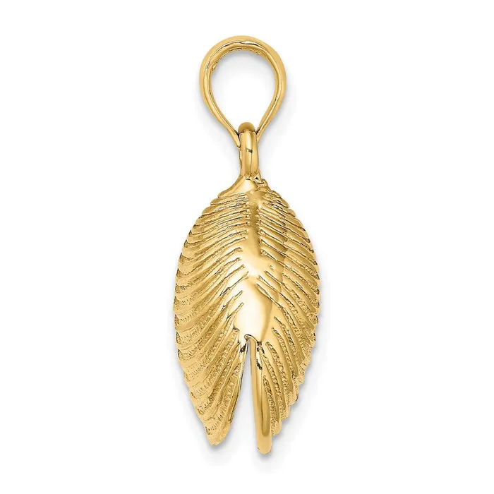 Charm Necklaces TreasureFineJewelers 14K 3D Textured Clam Shell Charm