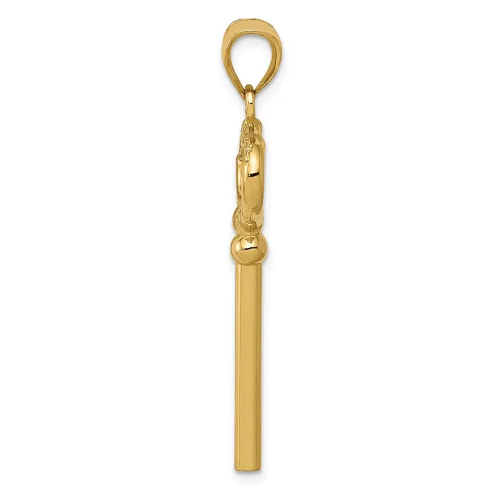 Charm Necklaces TreasureFineJewelers 14K Polished 3D KEY TO MY HEART Key Charm
