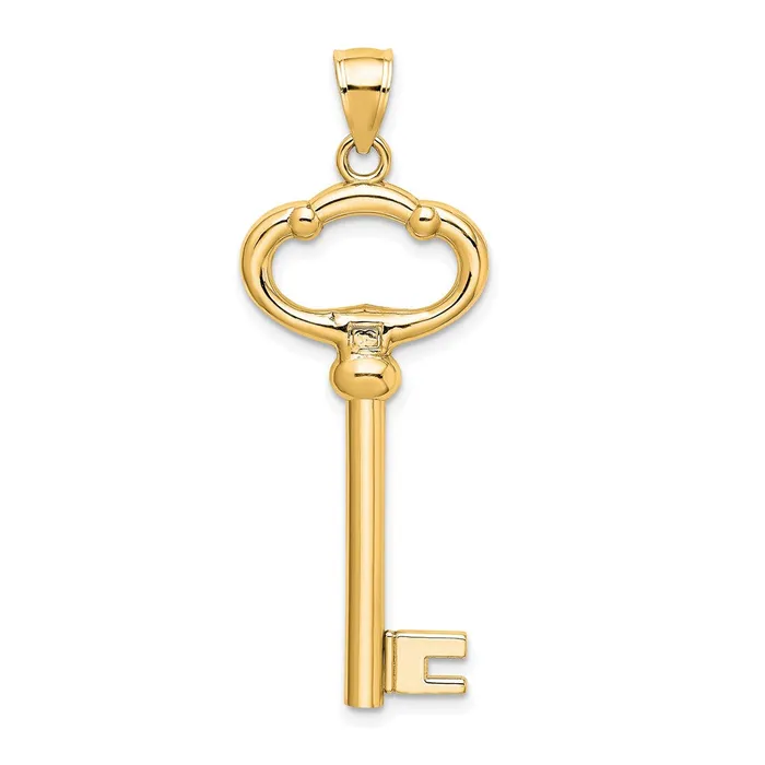 Charm Necklaces TreasureFineJewelers 14K Polished 3D KEY TO MY HEART Key Charm