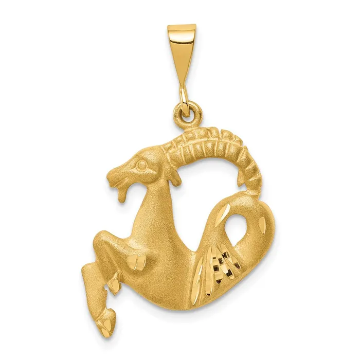 Charm Necklaces TreasureFineJewelers 14k Satin Diamondcut Capricorn Zodiac Charm Charm Necklaces TreasureFineJewelers 14k Satin Diamondcut Capricorn Zodiac Charm