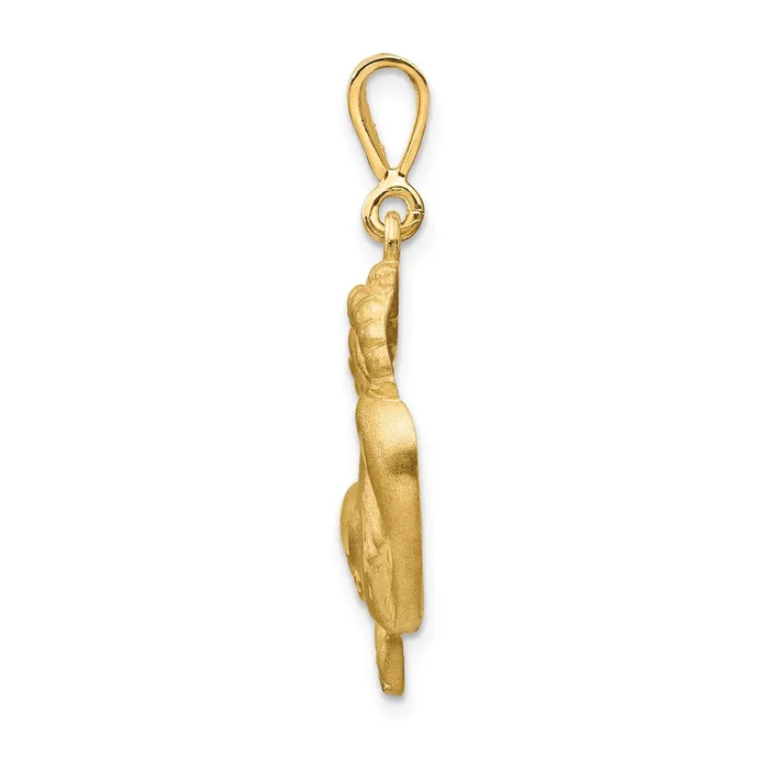 Charm Necklaces TreasureFineJewelers 14k Satin Diamondcut Capricorn Zodiac Charm
