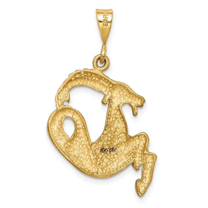 Charm Necklaces TreasureFineJewelers 14k Satin Diamondcut Capricorn Zodiac Charm