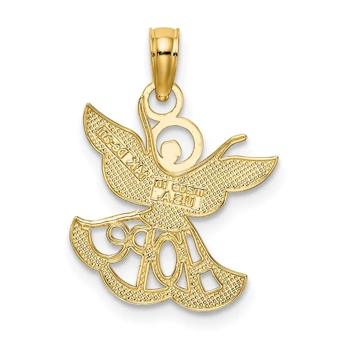 Charm Necklaces TreasureFineJewelers 14K wRhodium PolishedTextured CutOut HOPE Angel Charm