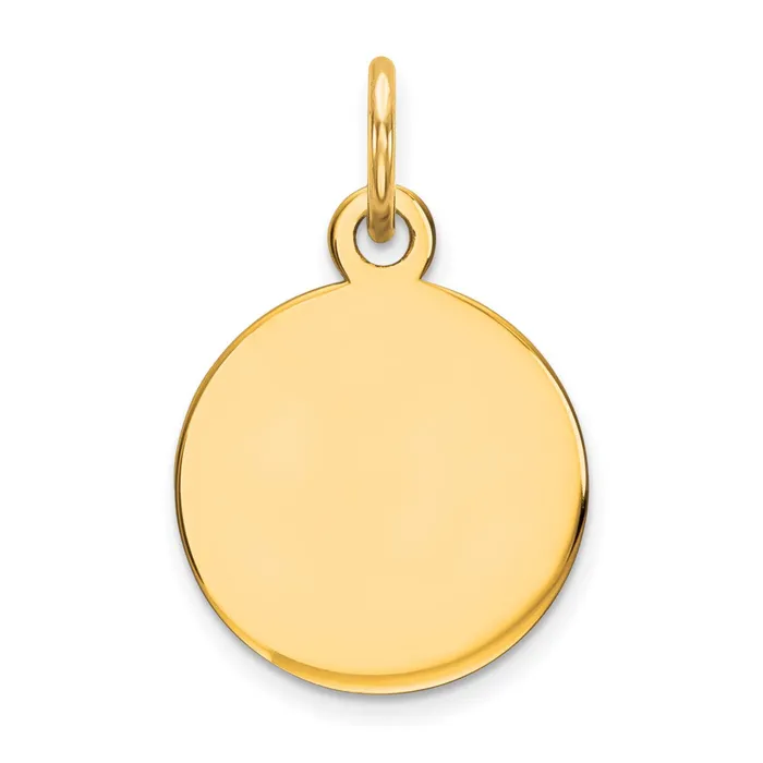 Charm Necklaces TreasureFineJewelers 14k Yellow Gold Round Disc Charm