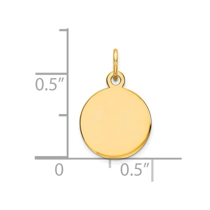 Charm Necklaces TreasureFineJewelers 14k Yellow Gold Round Disc Charm