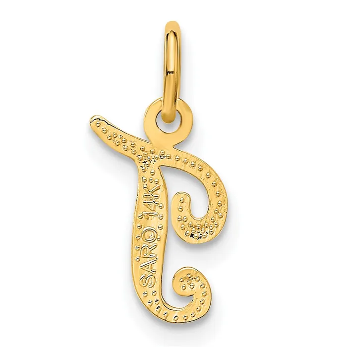 Charm Necklaces TreasureFineJewelers 14k Yellow Gold Script Letter T Initial Charm