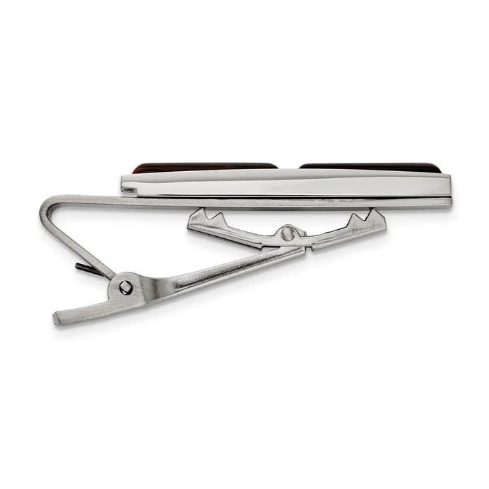 Chisel Stainless Steel Brushed and Polished Tigers Eye Tie Bar TreasureFineJewelers Bracelets