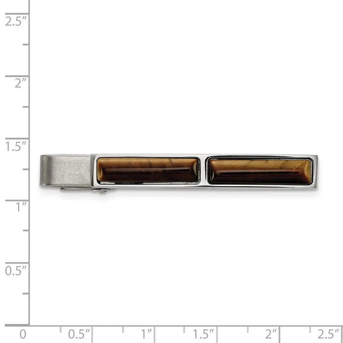 Chisel Stainless Steel Brushed and Polished Tigers Eye Tie Bar TreasureFineJewelers Bracelets