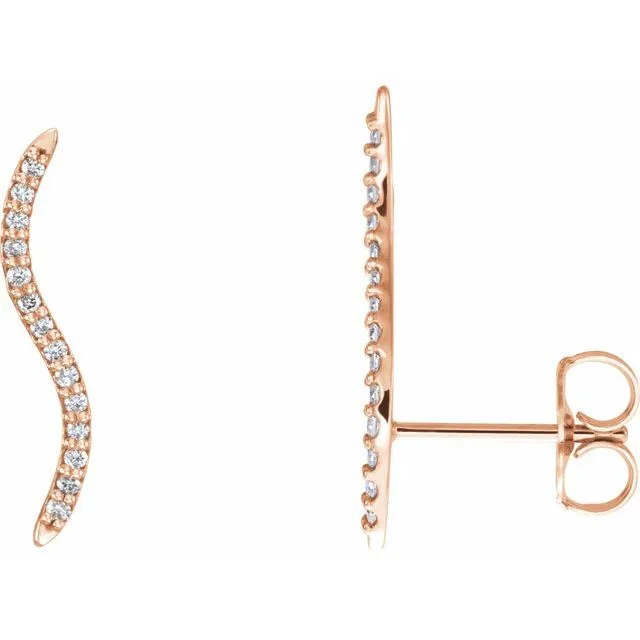 Earrings 14K Rose 16 CTW Diamond Ear Climbers TreasureFineJewelers