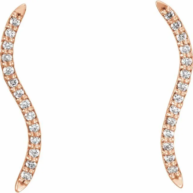 Earrings 14K Rose 16 CTW Diamond Ear Climbers TreasureFineJewelers