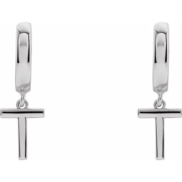 Earrings Sterling Silver Initial T Hinged Huggie Earring TreasureFineJewelers