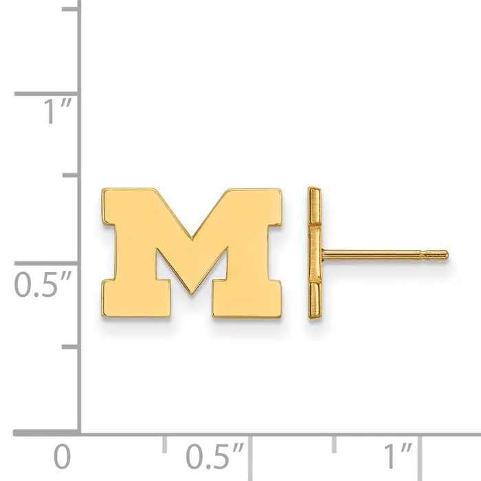 Earrings TreasureFineJewelers 14k Gold University of Michigan Letter M Extra Small Post Earrings