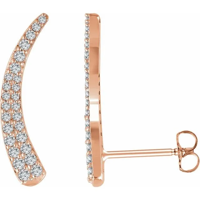 Earrings TreasureFineJewelers 14K Rose 38 CTW Diamond Ear Climbers