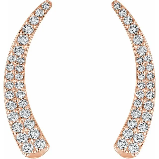 Earrings TreasureFineJewelers 14K Rose 38 CTW Diamond Ear Climbers