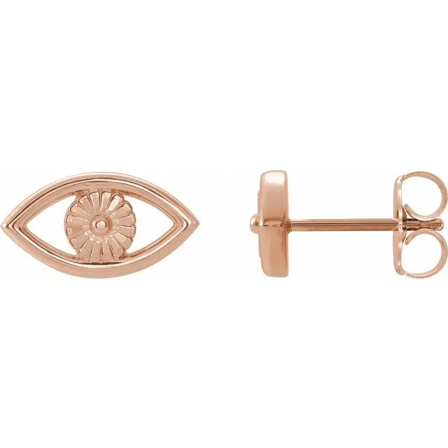 Earrings TreasureFineJewelers 14K Rose Gold Evil Eye Earrings
