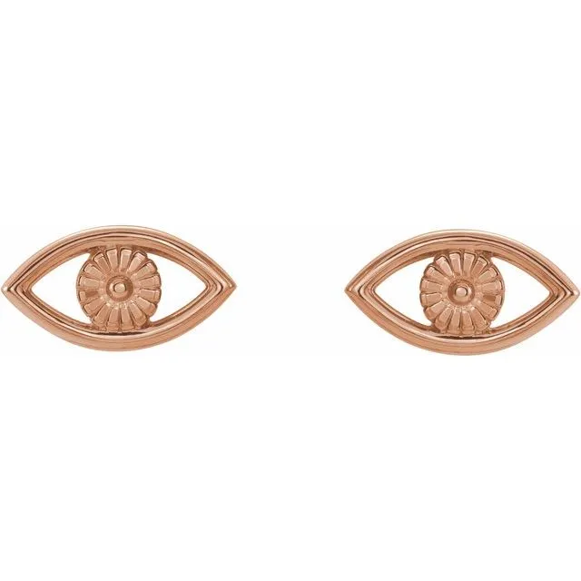 Earrings TreasureFineJewelers 14K Rose Gold Evil Eye Earrings