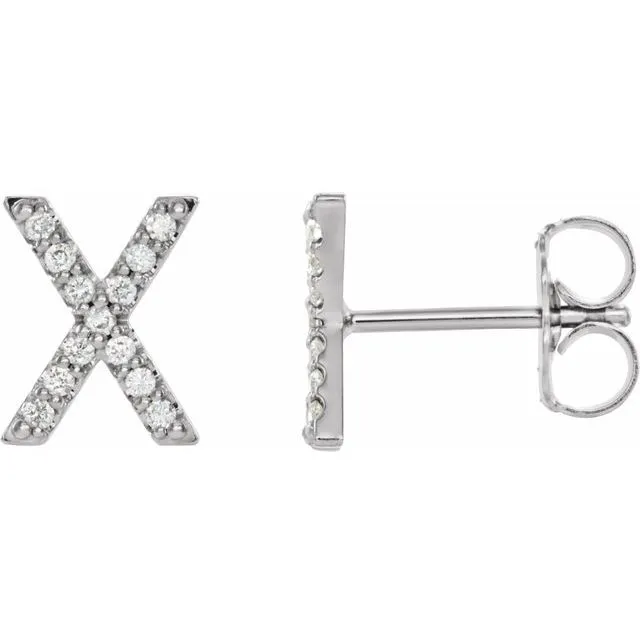 Earrings TreasureFineJewelers 14K White 06 CTW Diamond Single Initial X Earring Earrings TreasureFineJewelers 14K White 06 CTW Diamond Single Initial X Earring
