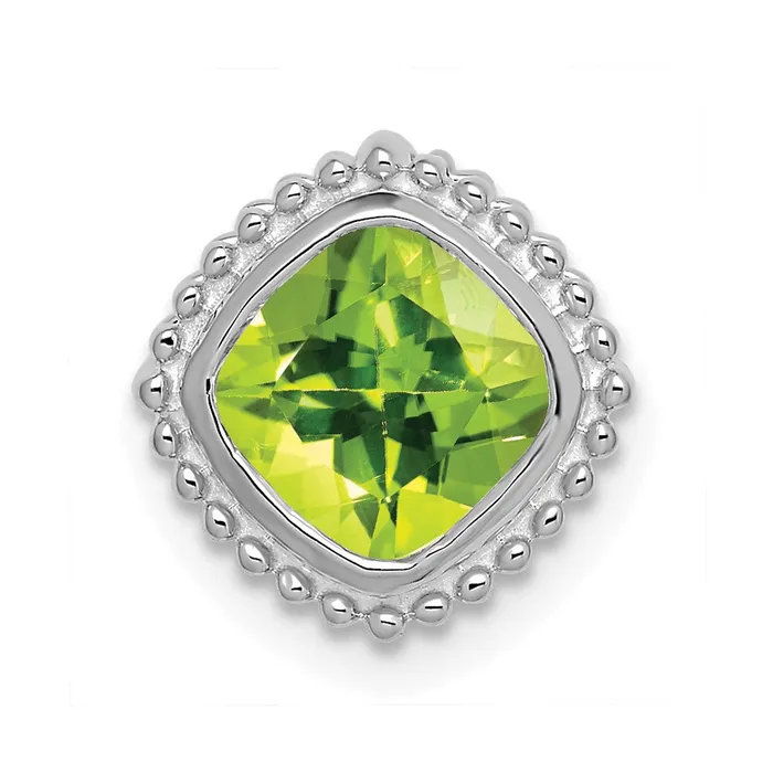 Earrings TreasureFineJewelers 14k White Gold Cushion Peridot Chain Slide Earrings TreasureFineJewelers 14k White Gold Cushion Peridot Chain Slide