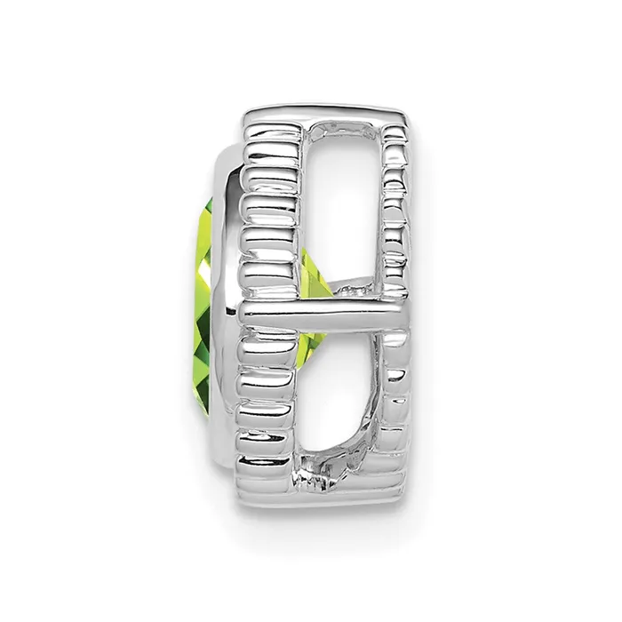 Earrings TreasureFineJewelers 14k White Gold Cushion Peridot Chain Slide
