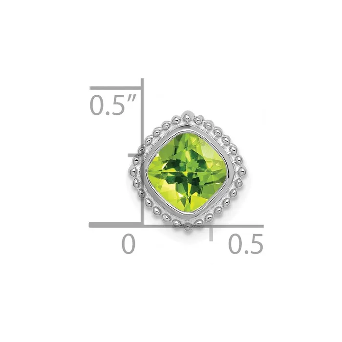 Earrings TreasureFineJewelers 14k White Gold Cushion Peridot Chain Slide