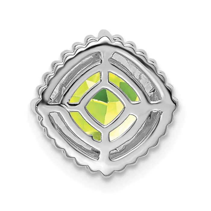 Earrings TreasureFineJewelers 14k White Gold Cushion Peridot Chain Slide