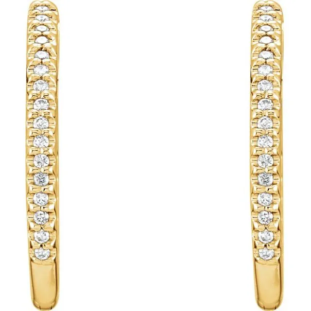 Earrings TreasureFineJewelers 14K Yellow Gold 14 CTW Natural Diamond InsideOutside 208 mm Hoop Earrings
