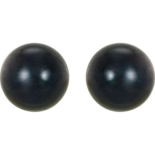 Earrings TreasureFineJewelers 14K Yellow Gold 8 mm Cultured Black Akoya Pearl Earrings