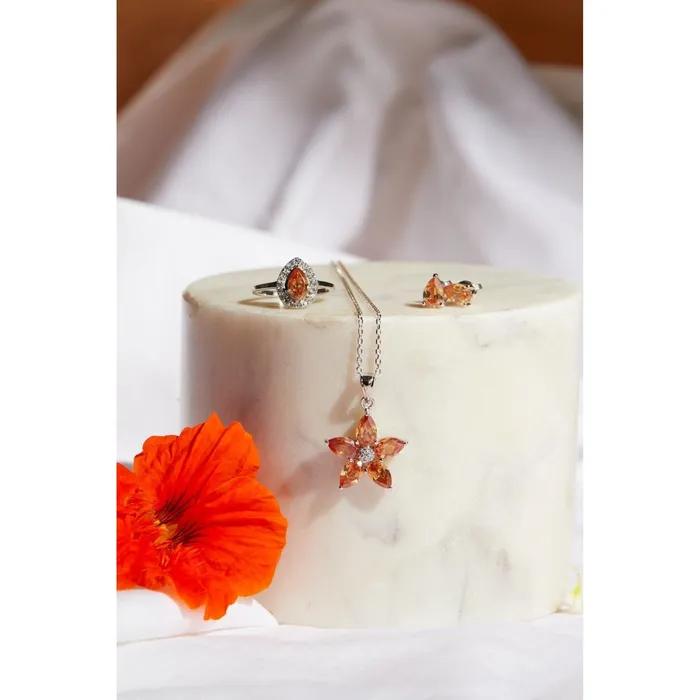 Ema Jewels Necklaces Aletheia Sunflower Sterling Silver Necklace Earring Set Ema Jewels Necklaces Aletheia Sunflower Sterling Silver Necklace Earring Set