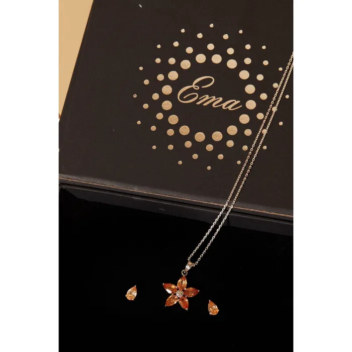Ema Jewels Necklaces Aletheia Sunflower Sterling Silver Necklace Earring Set