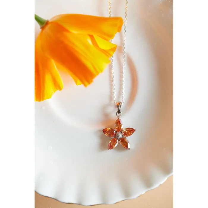 Ema Jewels Necklaces Aletheia Sunflower Sterling Silver Necklace Earring Set