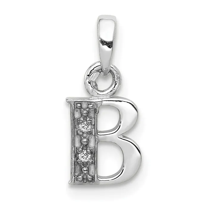 Necklaces 10k White Gold Diamond Initial B Pendant TreasureFineJewelers