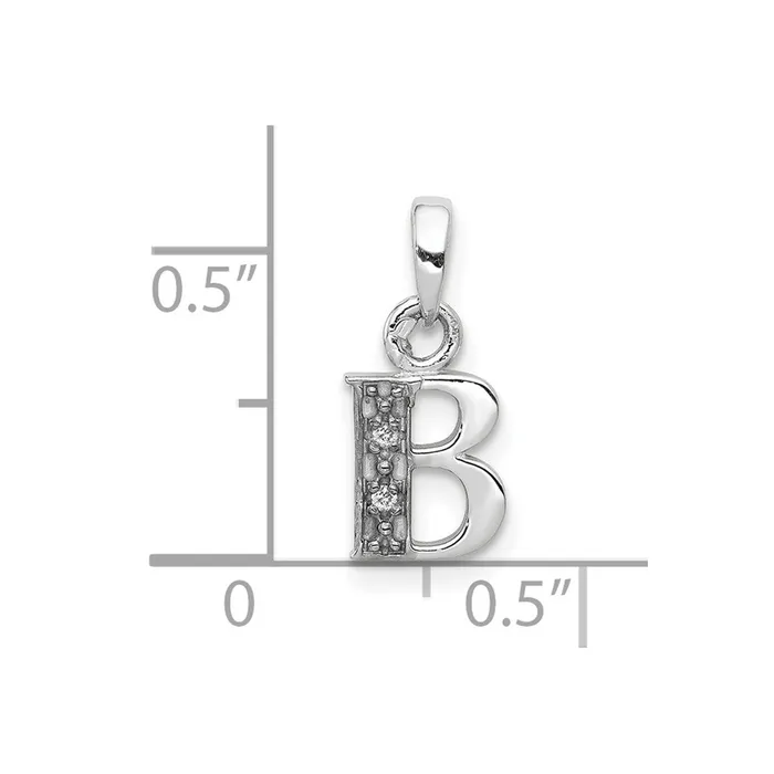 Necklaces 10k White Gold Diamond Initial B Pendant TreasureFineJewelers