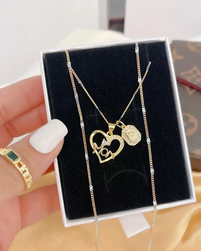 Necklaces Paved Initial Mom Necklace MP Jewelry