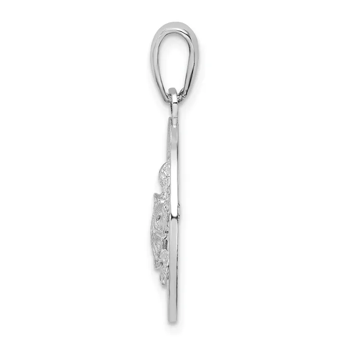 Necklaces Sterling Silver Polished Barbados wTurtle Circle Pendant TreasureFineJewelers