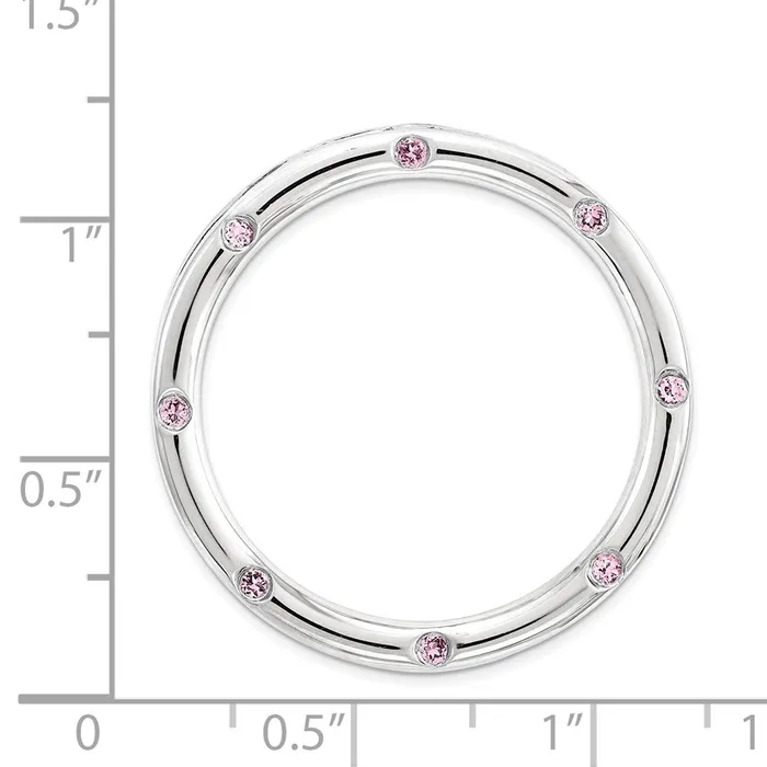 Necklaces Sterling Silver Stack Exp Large Created Pink Sapphire Chain Slide TreasureFineJewelers