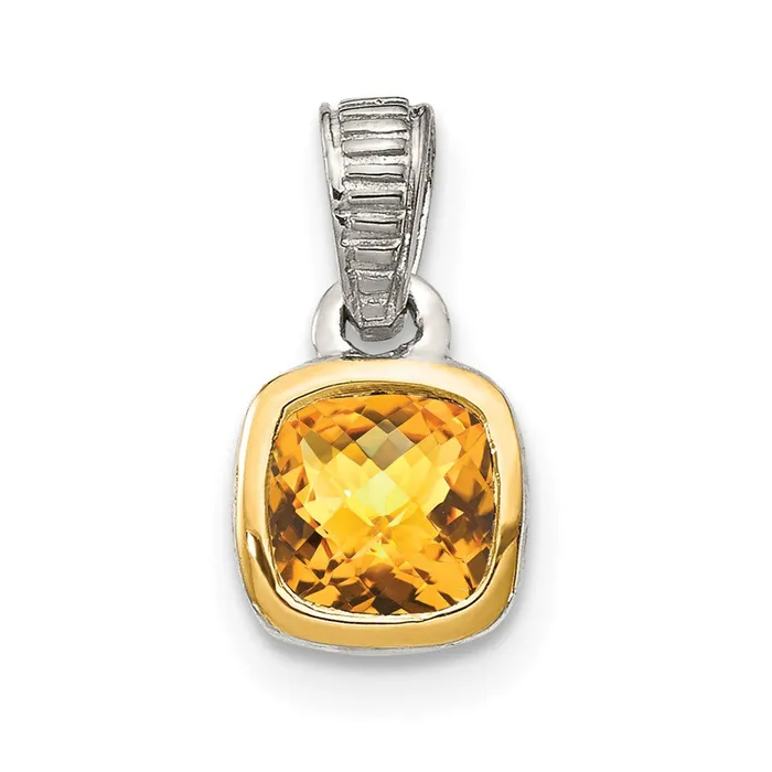 Necklaces Sterling Silver w 14K Accent Citrine Pendant TreasureFineJewelers Necklaces Sterling Silver w 14K Accent Citrine Pendant TreasureFineJewelers
